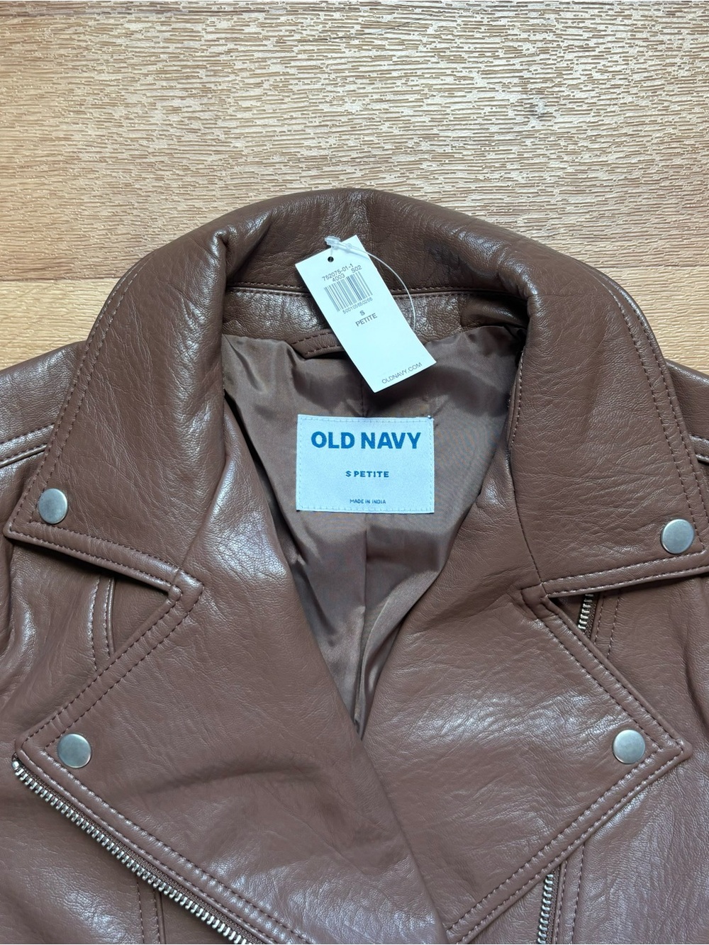 Old Navy Brown Faux Leather Moto Jacket - Picture 5 of 6